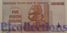ZIMBABWE 5 BILLION DOLLARS 2008 PICK 84 UNC PREFIX "AB" - Zimbabwe