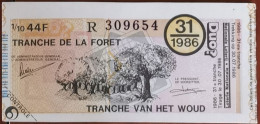 Billet De Loterie Nationale Belgique 1986 31e Tranche De La Forêt - 30-7-1986 - Biglietti Della Lotteria