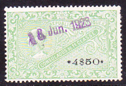 Fiscal/ Revenue, Portugal, 1923 - Consulados 1ª Classe -|- 4$50 Novo Sem Goma - Gebruikt