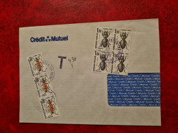 LETTRE CREDIT MUTUEL TIMBRES TAXES 4.90 NIEDERBRONN COLEOPTERES - Other & Unclassified
