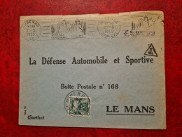 LETTRE 1959 FLAMME AUBENAS TAXEE 50 F LE MANS - Altri & Non Classificati