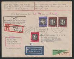 EINSCHREIBEN, Zuleit-Luftpostbrief Mit MiNr. 610+611+612/612 Gestempelt ERFURT 1 01.04.58.-15 Ad, Sonderflug - Airmail