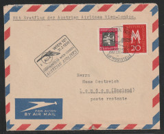 Zuleit-Luftpostbrief Mit MiNr. 596+610 Gestempelt BERLIN NW 7 27.3.58.-12 LUFTPOSTSTELLE , Erstflug Austrian Air - Poste Aérienne