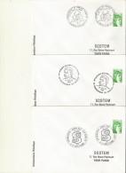 CACHETS COMMEMORATIFS LOT DE 3 DIFFERENTS   SUR LETTRE - Gedenkstempel