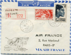 OCEANIE LETTRE PAR AVION DEPART PAPEETE 25-3-1950 ILE TAHITI POUR LA FRANCE - Brieven En Documenten