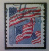 United States, Scott #5657, Used(o), 2022, Three Flags Definitive, (58¢), Red, White, And Dark And Light Blue - Used Stamps