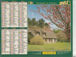 Calendrier-Almanach Des P.T.T 2001 Maison Toit Chaume-Eglise De Rougegoutte-Département AIN-01-417-OLLER - Formato Grande : 2001-...