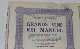 Grands Vins Rei Manuel - Action De Capital De 500 Frs Au Porteur - Bruxelles 1946. - Agricultura