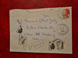 LETTRE 1986 SCHIRMECK POUR STRASBOURG   TIMBRES TAXE COLEOPTERES - Sonstige & Ohne Zuordnung