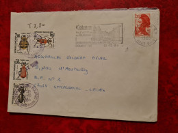 LETTRE 1986 FLAMME COLMAR  POUR STRASBOURG   TIMBRES TAXE COLEOPTERES - Autres & Non Classés