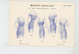 FEMMES - FRAU - LADY - MODE - Carte PUB De La MAISON MAYET GUILLOT , Fabricant De Corsets - 67 Rue Montorgueil à PARIS - Mode