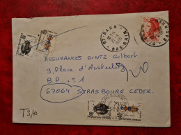 LETTRE 1986 BARR POUR    STRASBOURG BOURSE    TIMBRES TAXE COLEOPTERES - Other & Unclassified