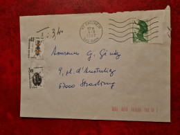 LETTRE 1987 ENTZHEIM POUR    STRASBOURG     TIMBRES TAXE COLEOPTERES - Andere & Zonder Classificatie