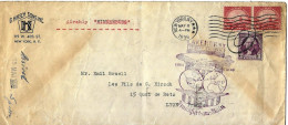 Zeppelin Hindenburg De New York Vers Lyon (France), Cachet De Paris Et De Frankfurt 1936. Voir 2 Scan - 1c. 1918-1940 Covers