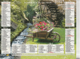 Calendrier-Almanach Des P.T.T 2014-Moulin A Eau,Rochefort En Terre- Moulin à Vent-Département AIN-01-OLLER - Grand Format : 2001-...