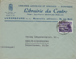 Luxembourg - Luxemburg  -  Lettre  1946  -  LIBRAIRIE DU CENTRE , LUXEMBOURG - Cartas & Documentos
