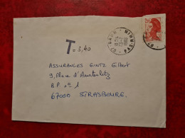 LETTRE 1986 BARR POUR  STRASBOURG    TIMBRES TAXE COLEOPTERES - Autres & Non Classés