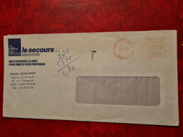 LETTRE 1985 LINGOLSHEIM OBLITERATION MECANIQUE ENTETE  SECOURS ASSURANCES   POUR  STRASBOURG   TIMBRES TAXE COLEOPTERES - Other & Unclassified