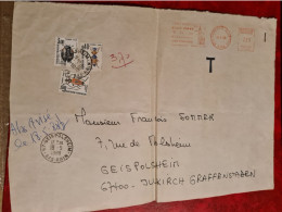 LETTRE 1988  STRASBOURG ASSURANCES GINTZ POUR GEISPOLSHEIM DEVANT LETTRE   TIMBRES TAXE COLEOPTERES - Otros & Sin Clasificación