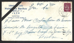 Mourning Letter From Termas Do Luso 1947. Bath Hotel, Luso. Caravela Stamp Obliterated With 'Luso' Brand. Rouwbrief Van - Hydrotherapy