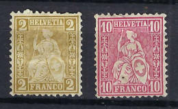 SUISSE Ca.1867-78: Les Y&T 37-38 Neufs(*), Papier Blanc - Nuevos