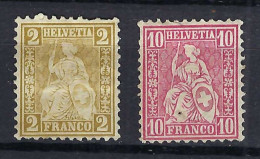 SUISSE Ca.1867-78: Les Y&T 37-38 Neufs(*), Papier Blanc - Unused Stamps