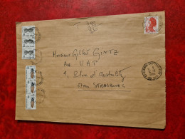 LETTRE 1985  ILLKIRCHE GRAFFENSTADEN POUR STRASBOURG   TIMBRES TAXE COLEOPTERES - Autres & Non Classés