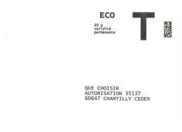 Enveloppe Réponse T - ECO - QUE CHOISIR  - 20 G Validité Permanente - Kaarten/Brieven Antwoorden T