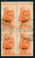 TRIESTE ZONE A 1952 Leonardo Da Vinci Quincentenary.block Of 4 Used  Michel 177 - Afgestempeld