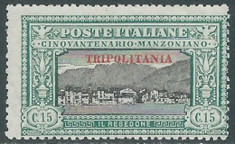 1924 TRIPOLITANIA MANZONI 15 CENT MNH ** - RA15 - Tripolitaine