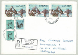 Kanada / Canada 1986, Brief Einschreiben Toronto - Hinteregg (Schweiz), Glacier-Nationalpark / Gletscher - Covers & Documents