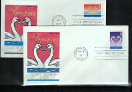 USA  1997 Swans - Love Series 2x FDC - Cigni