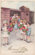 Bonne Fête, Little Girls With Flowers, Hannes Petersen (pk86771) - Petersen, Hannes