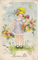 Bonne Fête, Little Girl With Flowers (pk86773) - Petersen, Hannes