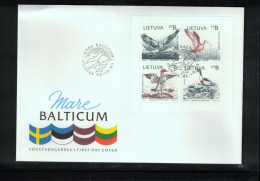 Lithuania 1992 Birds Block FDC - Albatros & Stormvogels