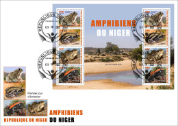 NIGER 2023 SHEET 8V - FROGS FROG TOAD TOADS GRENOUILLE GRENOUILLES - AMPHIBIANS AMPHIBIENS - FDC - Grenouilles