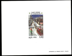 ST. PIERRE & MIQUELON(1993) Santa In Sleigh. Deluxe Sheet. Scott No 596. - Non Dentellati, Prove E Varietà