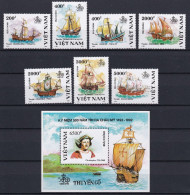 304 VIETNAM 1991 - Yvert 1183/89 - Christophe Colomb Voilier Bateau - Neuf ** (MNH) Sans Trace De Charniere - Viêt-Nam