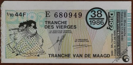 Billet De Loterie Nationale Belgique 1986 38e Tranche Des Vierges - 17-9-1986 - Biglietti Della Lotteria