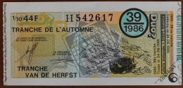 Billet De Loterie Nationale Belgique 1986 39e Tranche De L'Automne - 24-9-1986 - Biglietti Della Lotteria