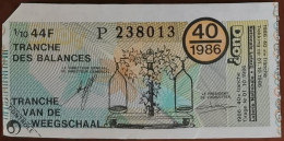 Billet De Loterie Nationale Belgique 1986 40e Tranche Des Balances - 1-10-1986 - Billetes De Lotería