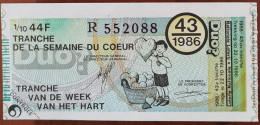 Billet De Loterie Nationale Belgique 1986 43e Tranche De La Semaine Du Cœur - 22-10-1986 - Biglietti Della Lotteria