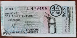 Billet De Loterie Nationale Belgique 1986 44e Tranche De L'Architecture - 29-10-1986 - Billetes De Lotería