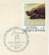 Buenos AIres 1984 80° Anniversaire Du Premier Courrier De L'antarctique Banquise Drapeau Timbre Tortue - FDC