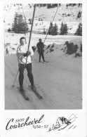 Carte Photo Montage COURCHEVEL-1850 (73-Savoie) SKI-SPORT HIVER-Femme En Téléski-1956-1957 - Courchevel