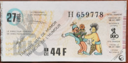Billet De Loterie Nationale Belgique 1987 27e Tranche De L'Humour - 8-7-1987 - Biglietti Della Lotteria