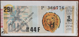 Billet De Loterie Nationale Belgique 1987 29e Tranche Du Lion- 22-7-1987 - Biglietti Della Lotteria