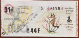 Billet De Loterie Nationale Belgique 1987 31e Tranche De La Mer- 5-8-1987 - Biglietti Della Lotteria