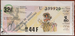 Billet De Loterie Nationale Belgique 1987 32e Tranche Des Moissons- 12-8-1987 - Biglietti Della Lotteria