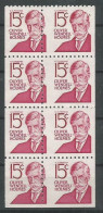 United States USA Scott # 1288B Block Of 8 From Booklet Pane MISPERFORATED 1965/78 Shifted Perforation - Variedades, Errores & Curiosidades